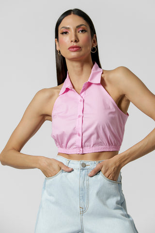 Camisa Regata Cropped - ROSA CLARO