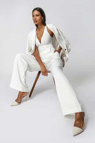 Top Malha Canelado Com Decote - OFF WHITE