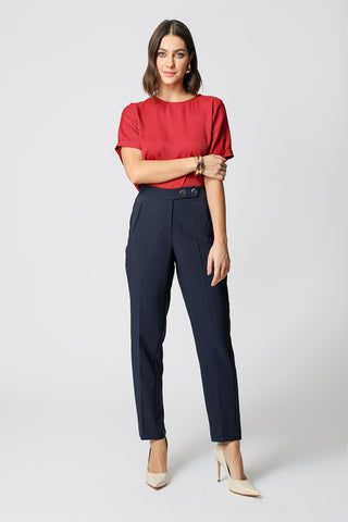 Blusa con mangas con dobladillo italiano - VINO 1