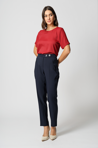 Blusa con mangas con dobladillo italiano - VINO 1