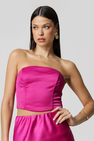 Blusa Sem Mangas Com Acessório Plissado - MAGENTA
