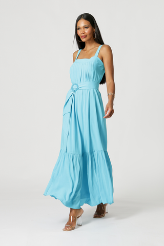 Vestido Longo Alça - ANIL