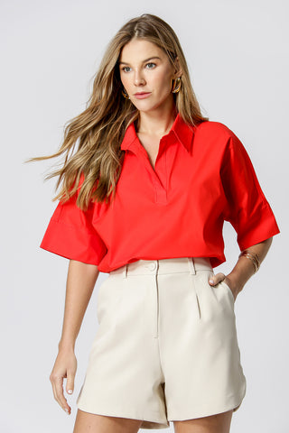 Camisa de manga 3/4 con puños anchos - CORAL