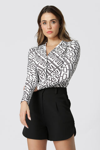 Camisa estampada de manga larga - NEGRO 9059