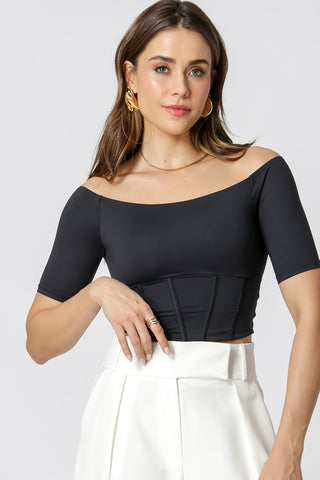 Blusa Corset De Ombro A Ombro - PRETO