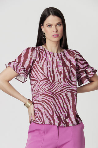 Blusa estampada con mangas con volantes - LILAS 6048