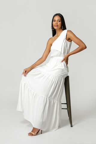 Vestido Longo Laço - OFF WHITE
