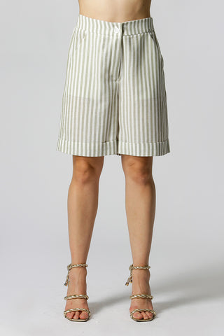 Bermudas de lino a rayas - OLIVA 90153