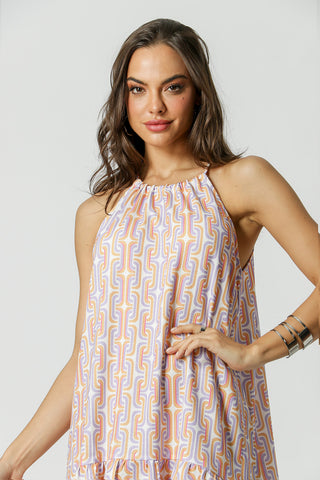 Vestido Curto Estampado - AMARELO 7175