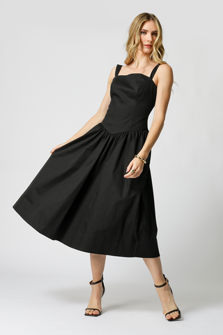 Vestido Corset Com Saia Franzida - PRETO