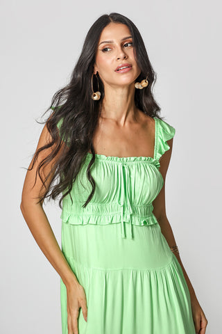 Vestido Com Babados Na Alça - LIMAO