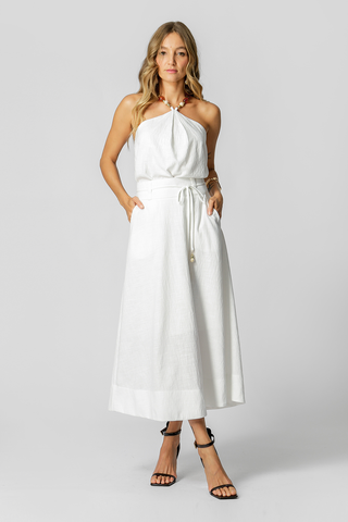 Saia Midi Com Ponteiras - OFF WHITE