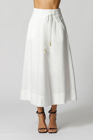 Saia Midi Com Ponteiras - OFF WHITE