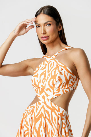 Vestido con bajo asimétrico - NARANJA 3070