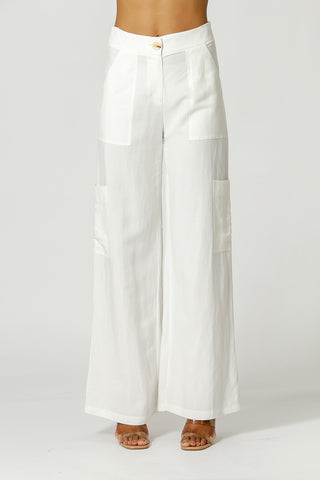 Pantalones anchos con bolsillos - BLANCO ROJO