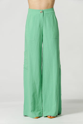 Pantalones anchos con bolsillos - VERDE