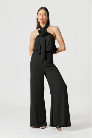 Blusa Com Detalhe Aplique De Flor - PRETO