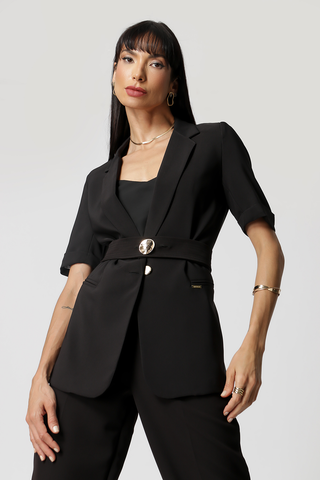 Blazer a medida con mangas midi - NEGRO