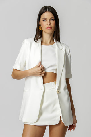 Blazer entallado con mangas midi - BLANCO ROJO
