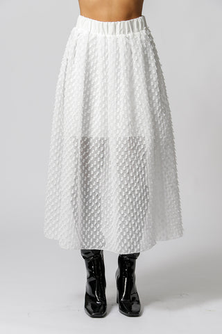 Saia Média Ampla Com Textura - OFF WHITE