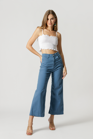 Blusa Cropped Em Lastex - BRANCO