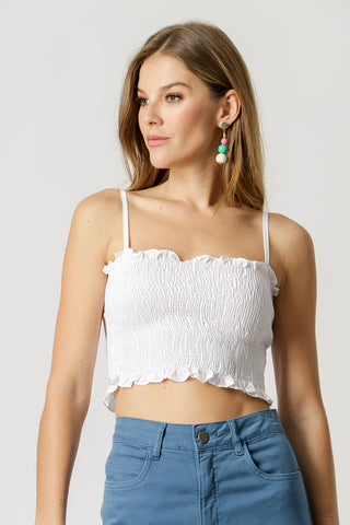 Blusa Cropped Em Lastex - BRANCO