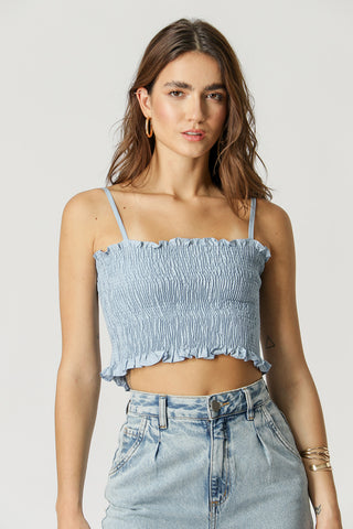 Blusa Cropped Em Lastex - DENIN