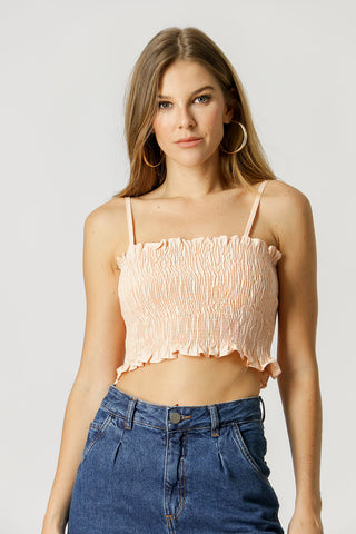 Blusa Cropped Em Lastex - SALMAO