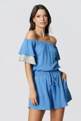 Blusa con hombros descubiertos y volantes - ROYAL