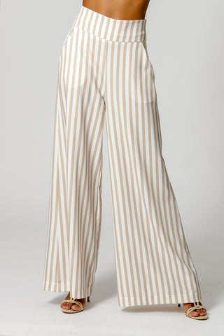 Calça Pantalona Estampada - AREIA 7185
