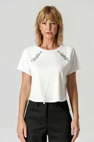 Camiseta raglán con apliques - CRU