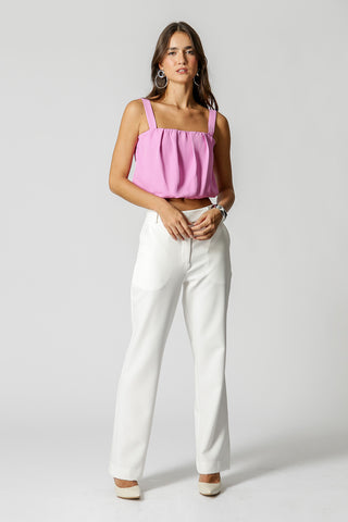 Blusa globo con tirantes anchos - LILAS CLAROS