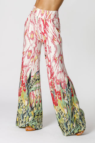 Pantalones anchos estampados - ROJO 84673