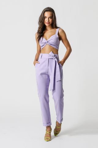 Pantalones cargo zanahoria con cinturón - LILAS CL