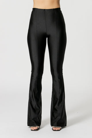Pantalones acampanados con aberturas - NEGRO