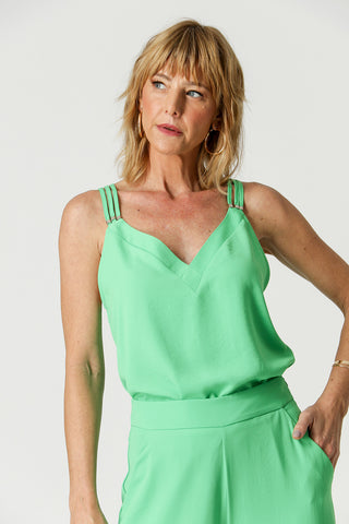 Blusa sin tirantes con escote en V - VERDE 1