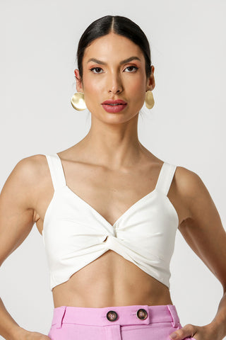 Top Alça Com Twist E Lastex - OFF WHITE