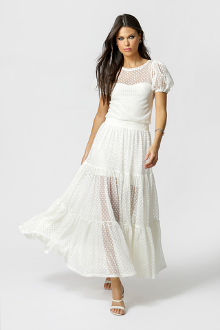 Vestido midi de tul - BLANCO ROJO