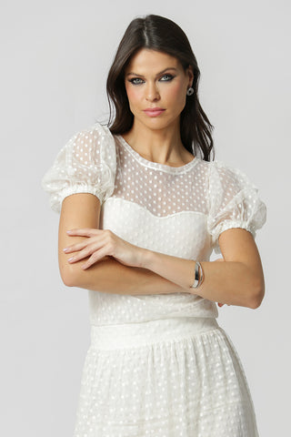 Vestido midi de tul - BLANCO ROJO