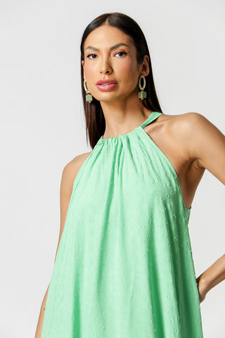 Vestido corto con volantes - VERDE