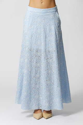 Saia Longa Laise Bordado - AZUL 90156