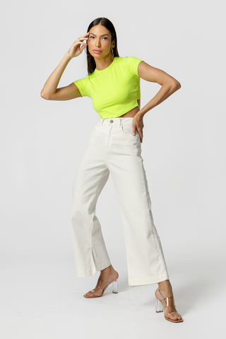 Cropped Com Tiras De Brilho - AMARELO NEON