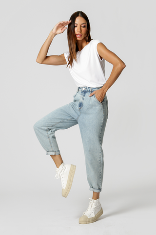 Camiseta con detalle de lentejuelas en los hombros - BLANCA