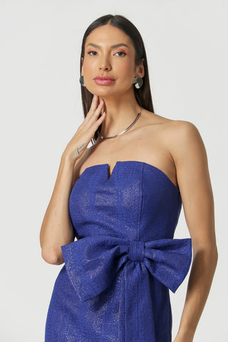 Vestido corto con lazo - AZULAO