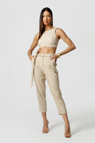 Top Cropped De Linho - AREIA