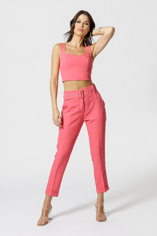 Calça Alfaiataria com Cinto - FLOR