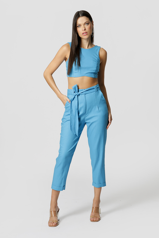 Pantalones deportivos de lino - TURQUESA