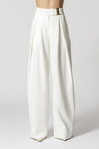 Pantalones anchos de corte sastre con hebilla - BLANCO ROJO