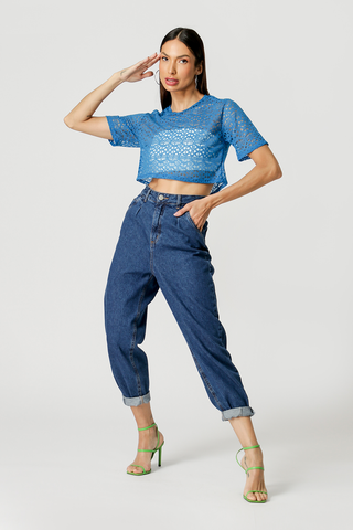 Blusa Cropped Com Transparência - ROYAL