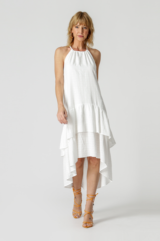Vestido Com Babados - OFF WHITE